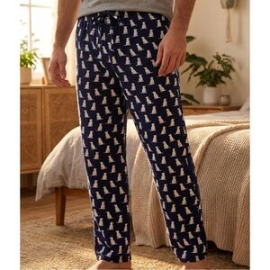J. Crew Men’s Navy Labrador Dog Print Flannel Pajama Pants Loungewear